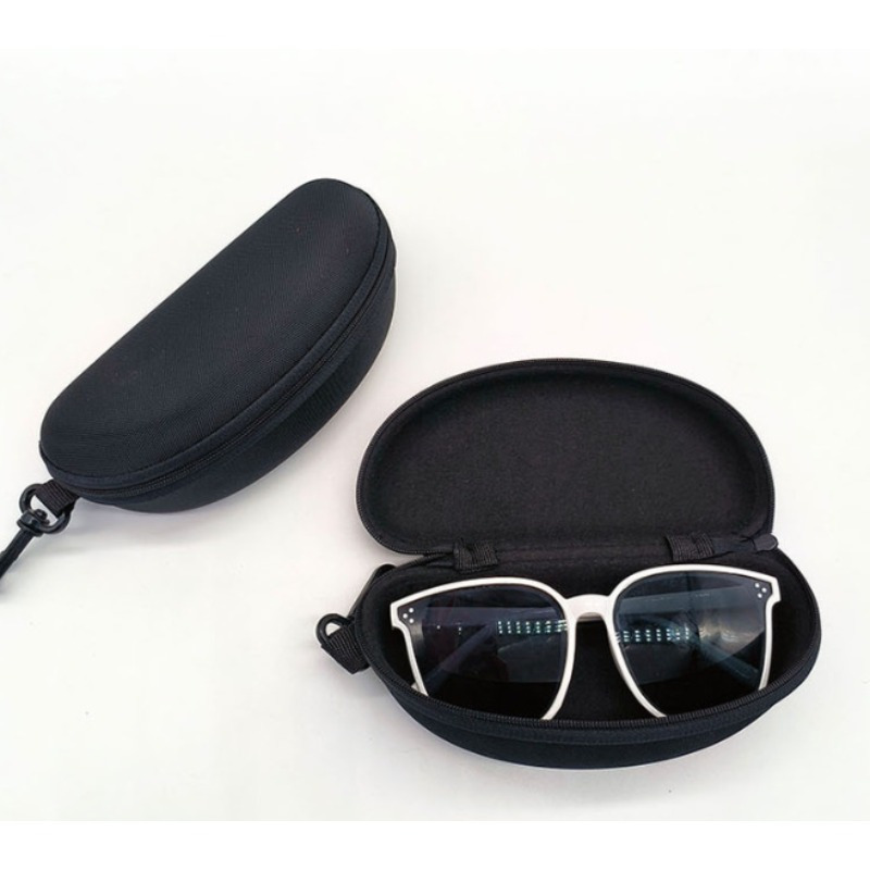 

1pc Portable Sunglasses Protector Box Oxford Cloth Hard Eva Zippered Eyeglasses Case With Carabiner