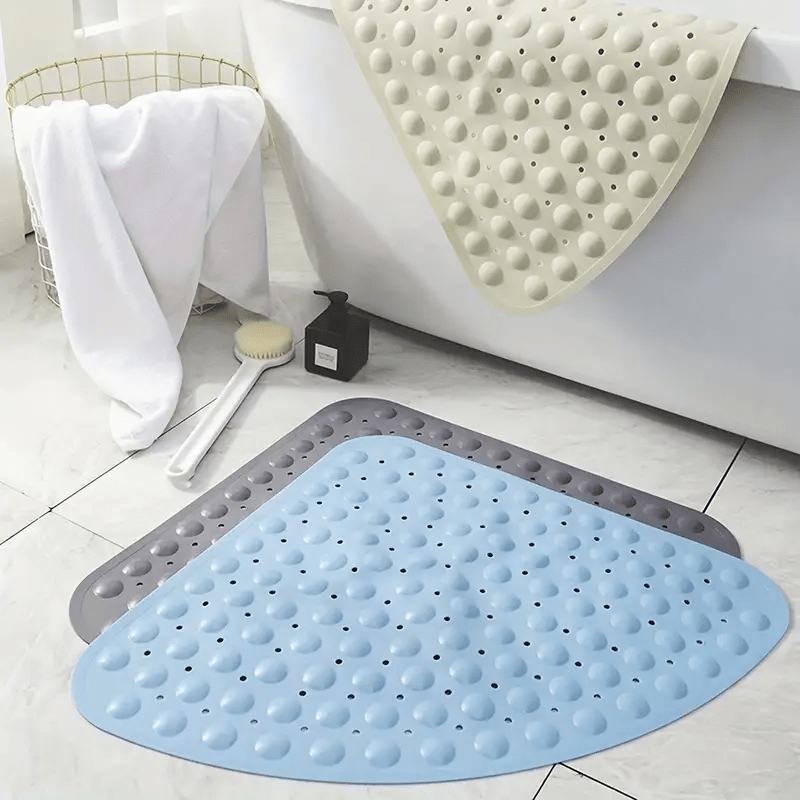 1pcs Alfombrilla Ducha Forma Triángulo Ventosas Agujeros Drenaje, Alfombrilla  Antideslizante Bañera Baño, Color Sólido Borde Ondulado, Ahorra Dinero En  Temu