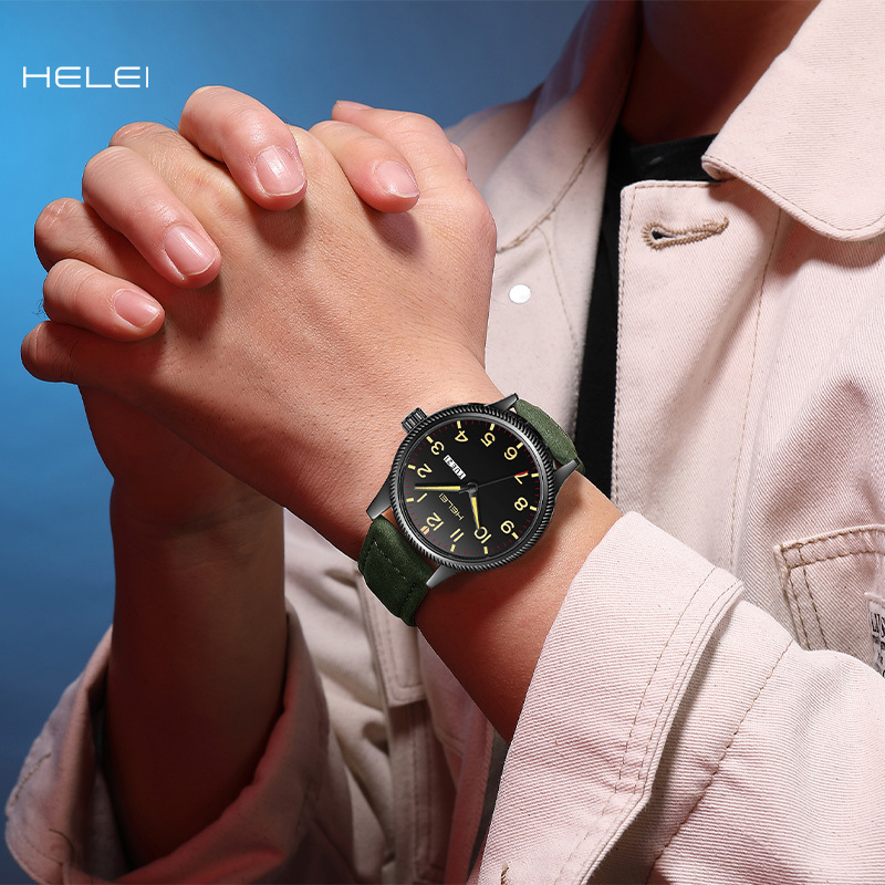 Helei Fashionable Dual Calendar Mens Watch Business Casual