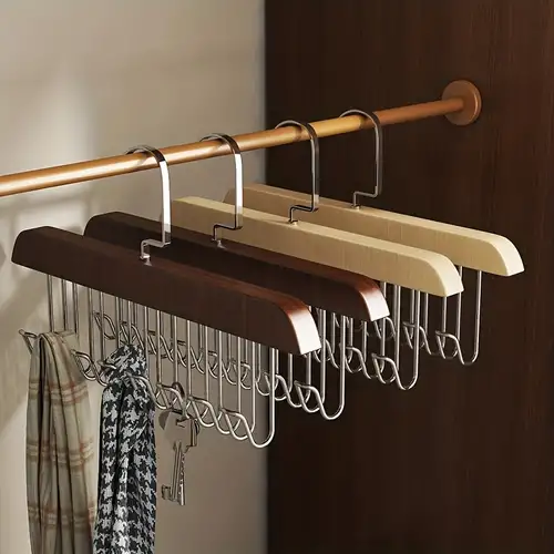 Solid Wood Hanger Hook With 8 Hooks Multipurpose Underwear - Temu