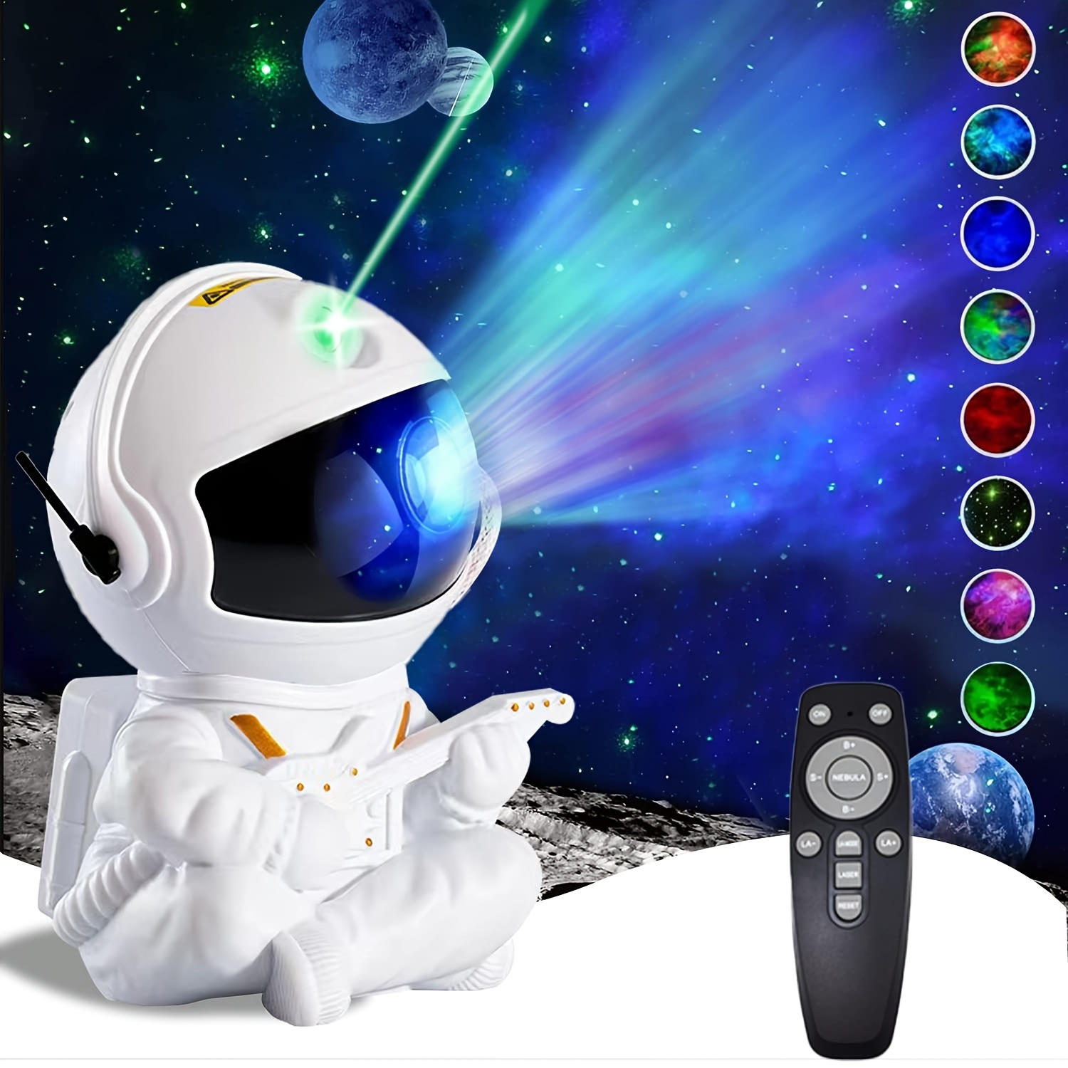 1pc remote control timing led nebula night light with star projector and guitar night light remote control 360 rotation astronaut nebula projector bedroom game room decoration details 4