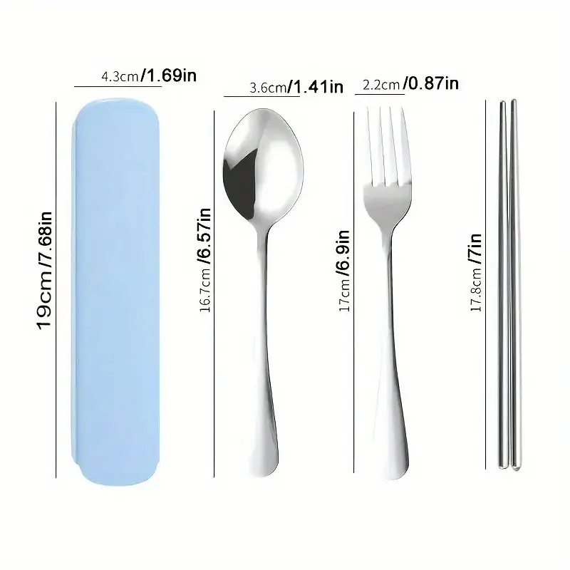 2 4pcs travel utensils set portable stainless steel cutlery set with chopsticks and knife suitable for outdoor camping picnic bbq Product details 4
