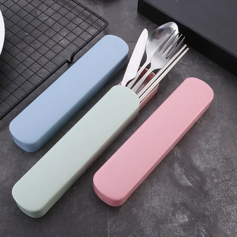 2 4pcs travel utensils set portable stainless steel cutlery set with chopsticks and knife suitable for outdoor camping picnic bbq Product details 3