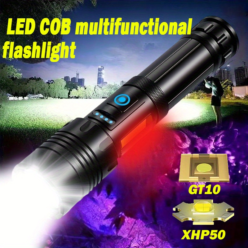 1 Potente Linterna Led Xhp50/gt10, Luz Impermeable De 7 Modos