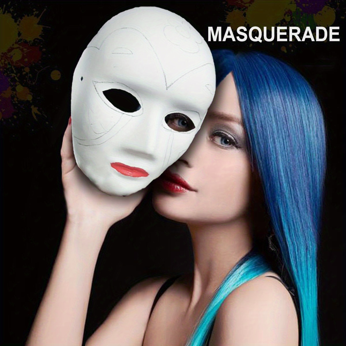 White Paper Pulp Party Masks For Women, Full Face Masquerade Mask