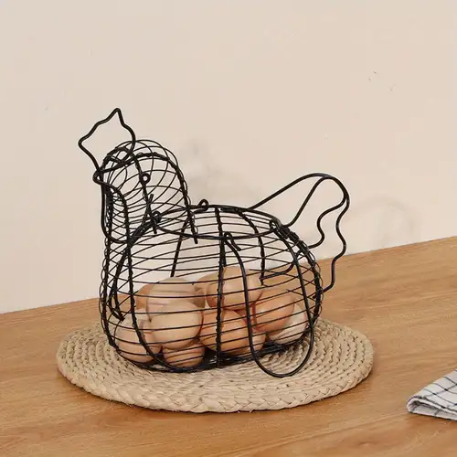 Chicken Shaped Egg Basket Iron Egg Basket Farmhouse-inspired Egg Baskets  Chicken-shaped Wire Holders for Easter Eggs Kitchen