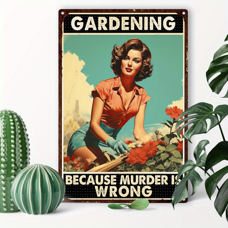 

1pc 8x12inch (20x30cm) Aluminum Sign Retro Tin Sign Gardening Because Murder Is Wrongs Diner Cafe Wall Decor Home Decor Art Tin Signs