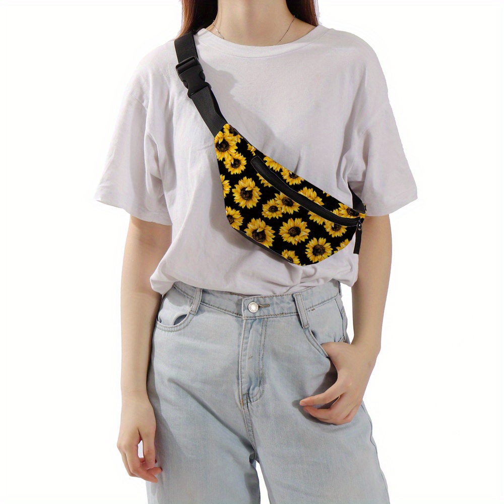 

Sunflower Printed Waist Bag, Running Bag Chest Bag