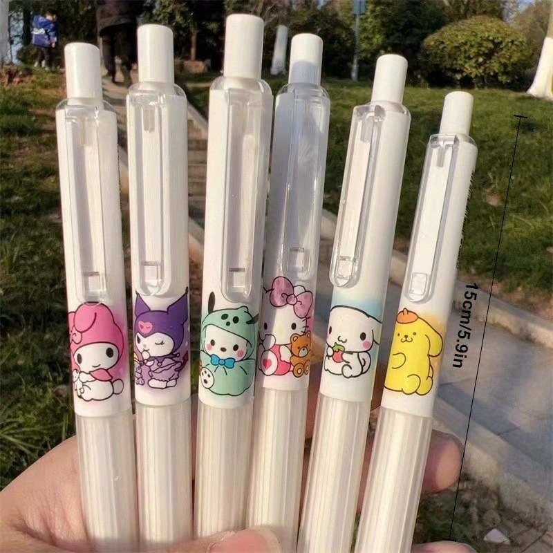 6Pcs Kuromi Neutral Pen Hello Kittys Y2K Sanrio Cinnamoroll Kawaii