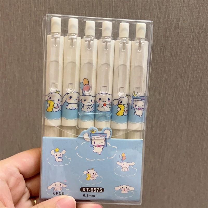 6Pcs Kuromi Neutral Pen Hello Kittys Y2K Sanrio Cinnamoroll Kawaii