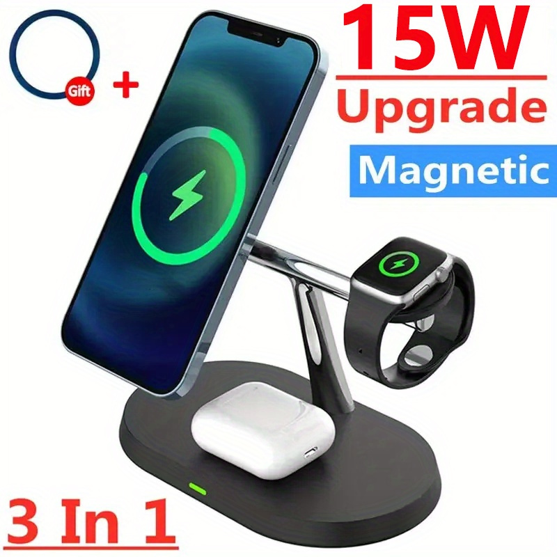 1 Magnetic Wireless Charger Stand Magnetic Iphone 15 14 13 - Temu