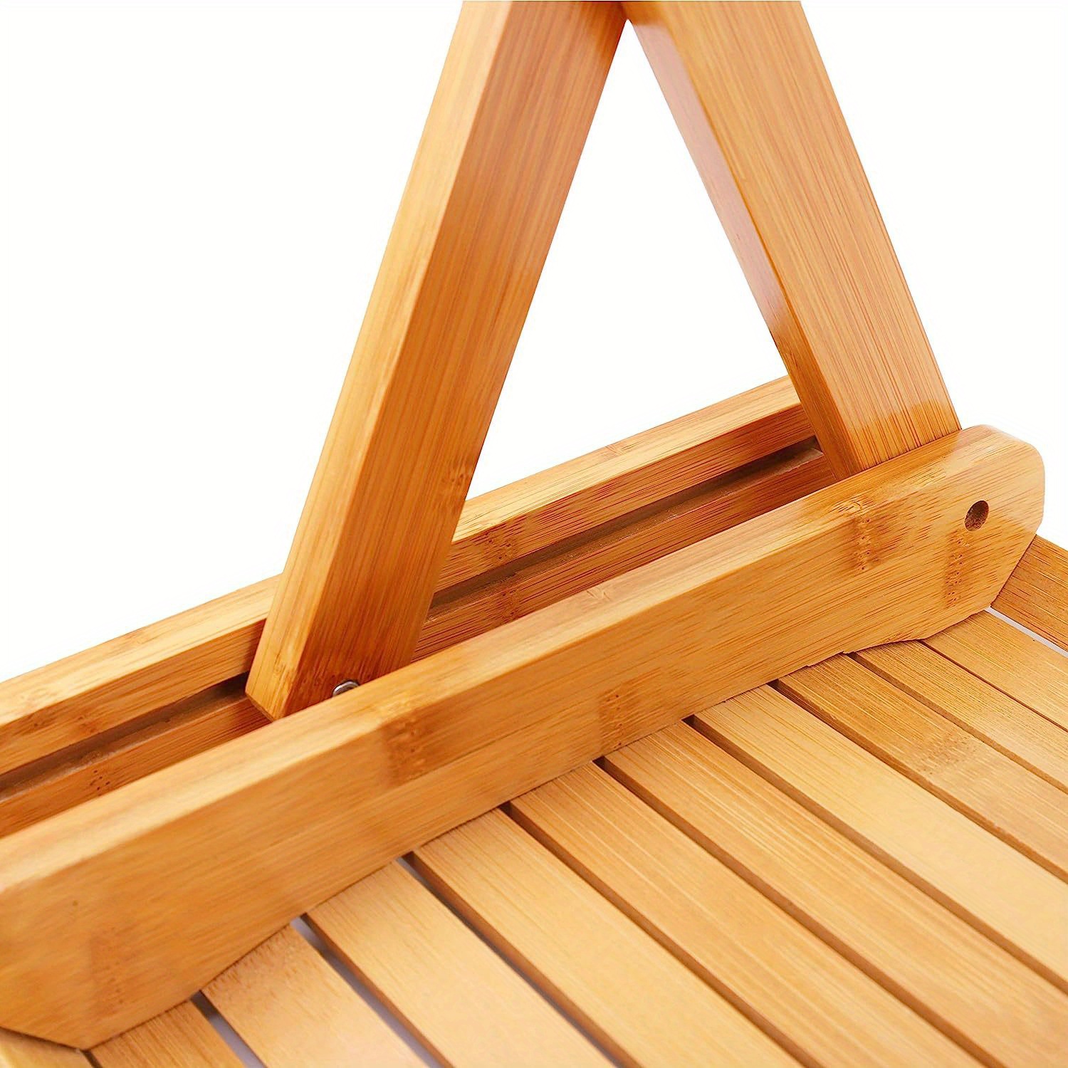  Felenny Taburete de bambú totalmente montado de madera para  spa, taburete bajo de bambú para cocina, dormitorio, sala de estar, baño (M)