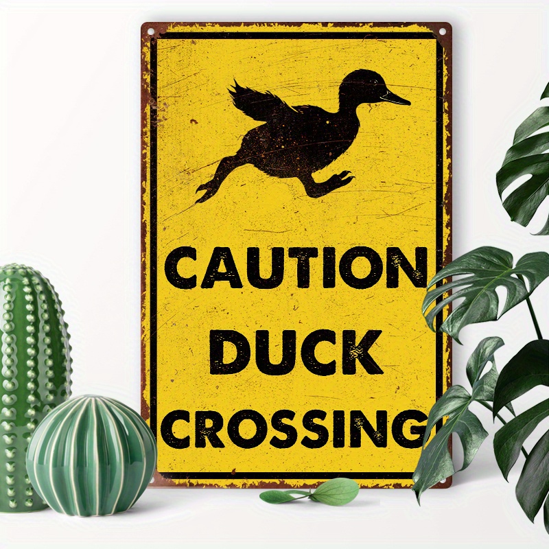 

1pc 8x12inch (20x30cm) Aluminum Sign Metal Tin Sign Caution Duck Crossing For Home Bedroom Wall Decor