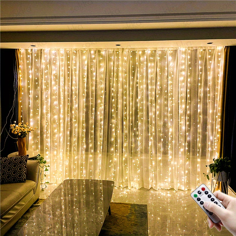 1pc 600led 6m   19 6ft 9 8ft usb curtain string lights christmas garland fairy light festoon remote control led light wedding home bedroom decoration lighting easter decoration new years day ramadan decoration valentines day gift christmas details 0