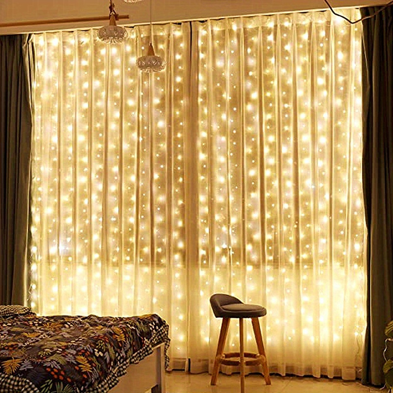 1pc 600led 6m   19 6ft 9 8ft usb curtain string lights christmas garland fairy light festoon remote control led light wedding home bedroom decoration lighting easter decoration new years day ramadan decoration valentines day gift christmas details 2