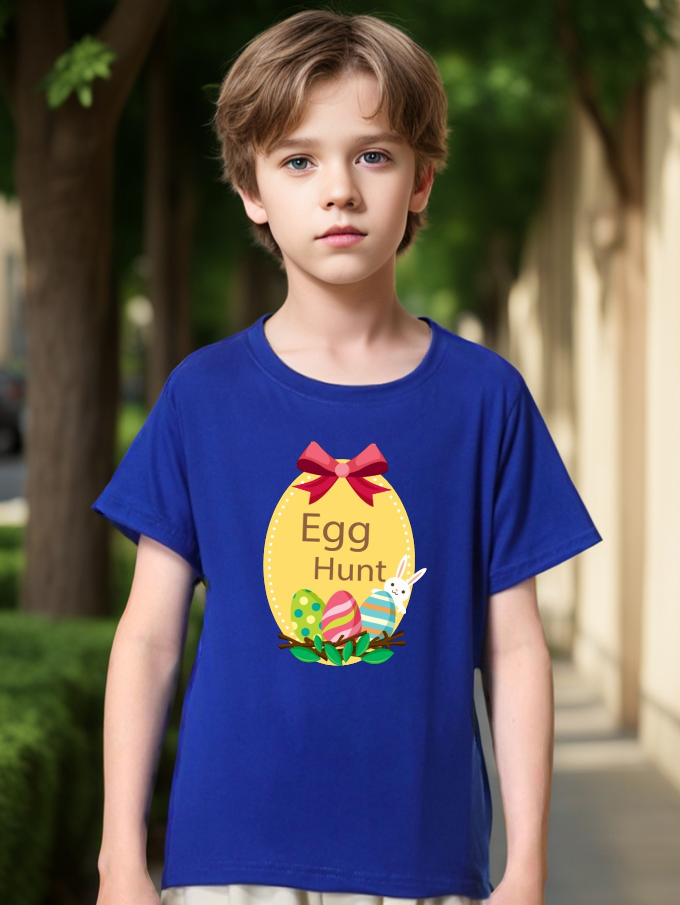Easter Egg Hunt Print Boys Cute T shirt Clothing Casual - Temu