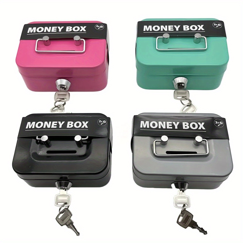 Mini boîte de sécurité – Coffre de sécurité en acier avec serrure à clé, 6  compartiments pour argent liquide, pièces de monnaie, banque de rangement