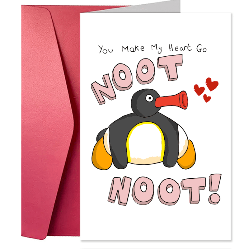 

A Fun And Creative Valentine's Day Greeting Card Noot Noot, Anniversary, Valentines, Greetings Card, Cute, Funny Card, Penguin, 90s