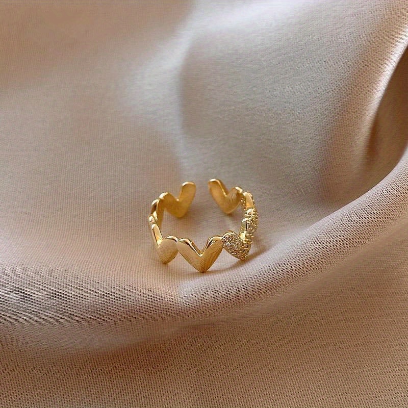 Image of Exquisite Minimalist Heart Ring, Ins-style Niche Design, High-end Japanese Light Luxury, Adjustable For Finger, For Teenager