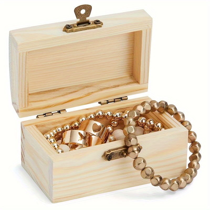 1pc Caja de joyería Cajas de joyería de madera rústica para - Temu