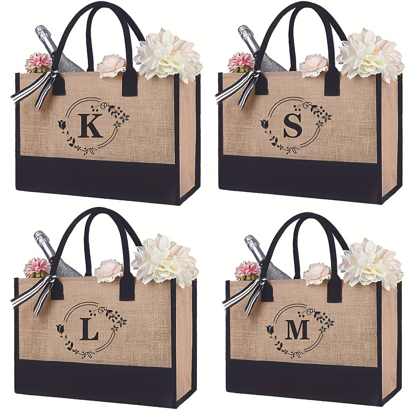 

Classic Personalized Tote Bag, Letter Print, Large Capacity Women's Casual Shoulder Handbag For Shopping