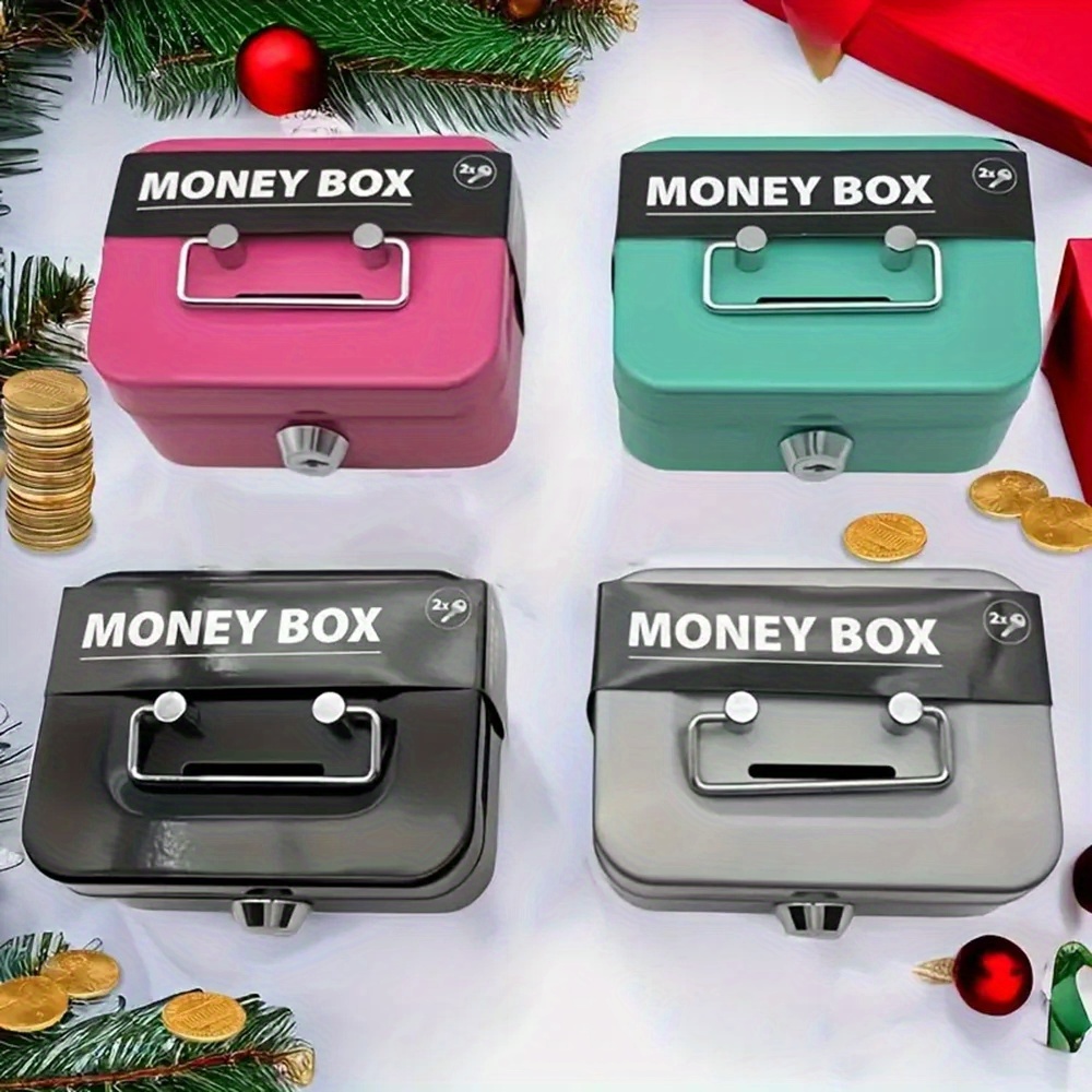 BüroTIPP Geldkassette abschließbar - Robuste Spardose mit Schlüssel -  Sichere abschließbare Box für Münzen & Scheine inkl. praktischem