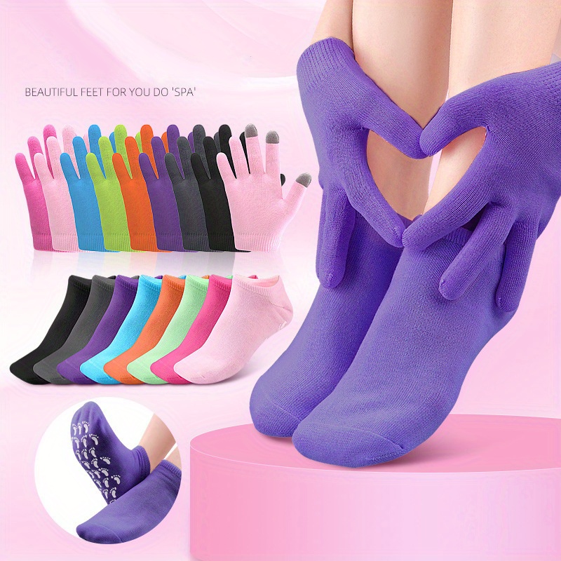 Spa Socks And Gloves Set - Aloe Infused - Purple