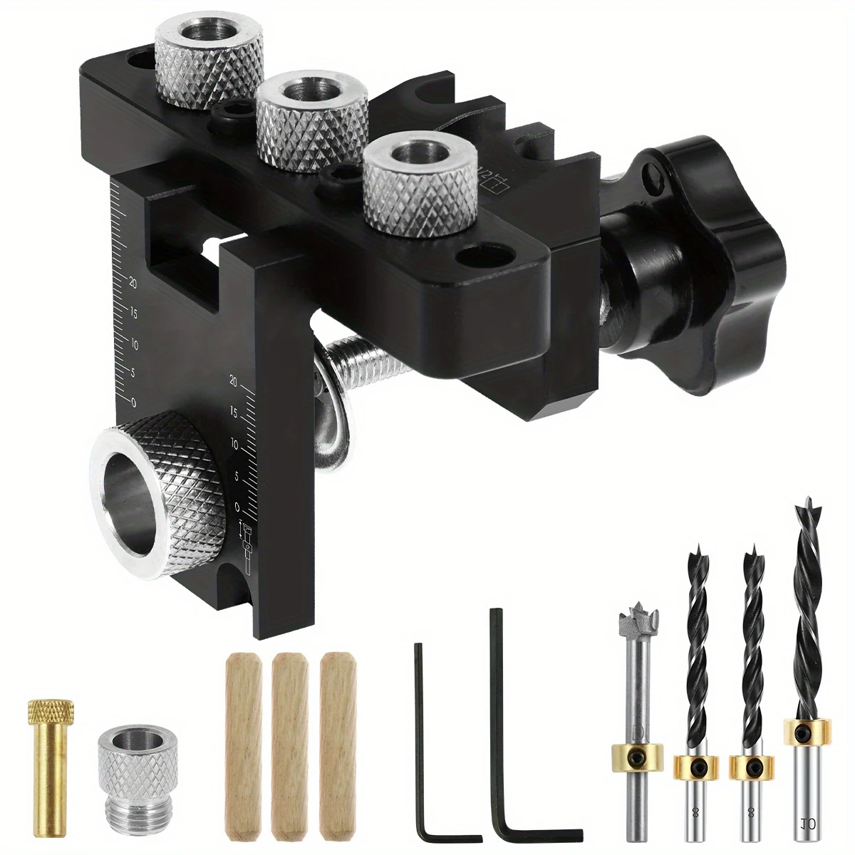 doweling jig kit aluminum alloy 3 in 1 drill hole guide jig precise drilling locator portable puncher positioning guide with 8mm 10mm 15mm drill bits pocket hole jig for woodworking details 3