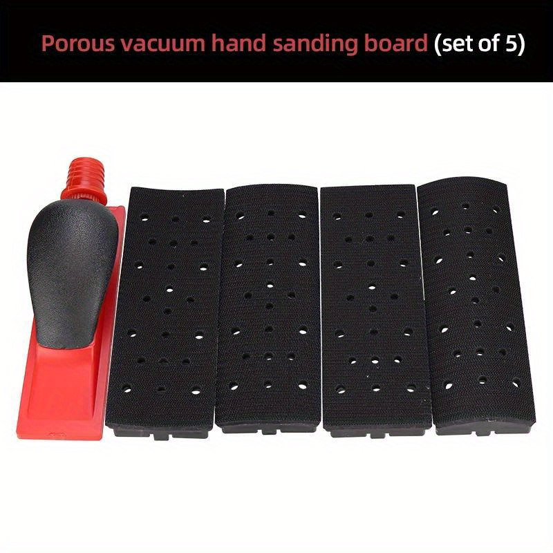 Hifeson 70x198mm Vacuum Sanding Block 5pcs Set Vacuuming Sanding Disc Holder Sandpaper 4pcs Backing Polishing Pad Handheld Sander