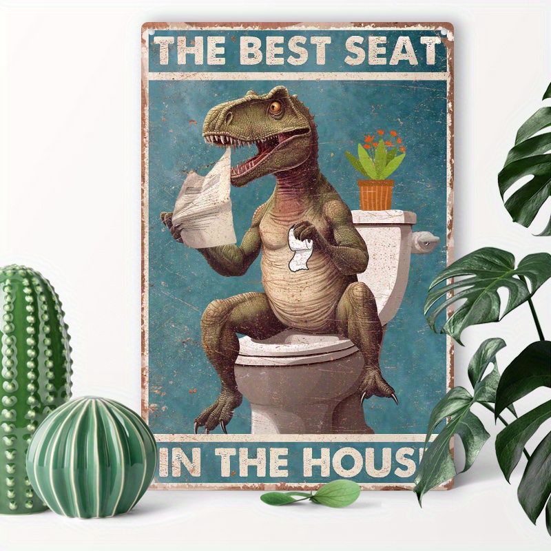 

1pc 8x12inch (20x30cm) Aluminum Sign Metal Tin Sign Dinosaur The Best Seat In The House For Home Bedroom Wall Decor