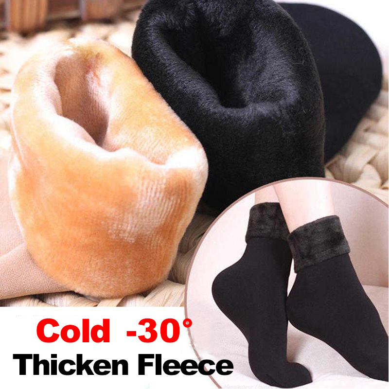 Winter Warm Socks Thermal Thick Snow Socks Simple Solid - Temu Canada