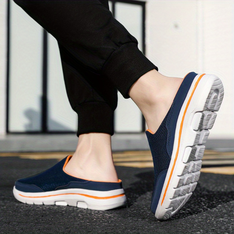 Plus Size Mens Trendy Solid Woven Knit Breathable Slip Mule Shoes