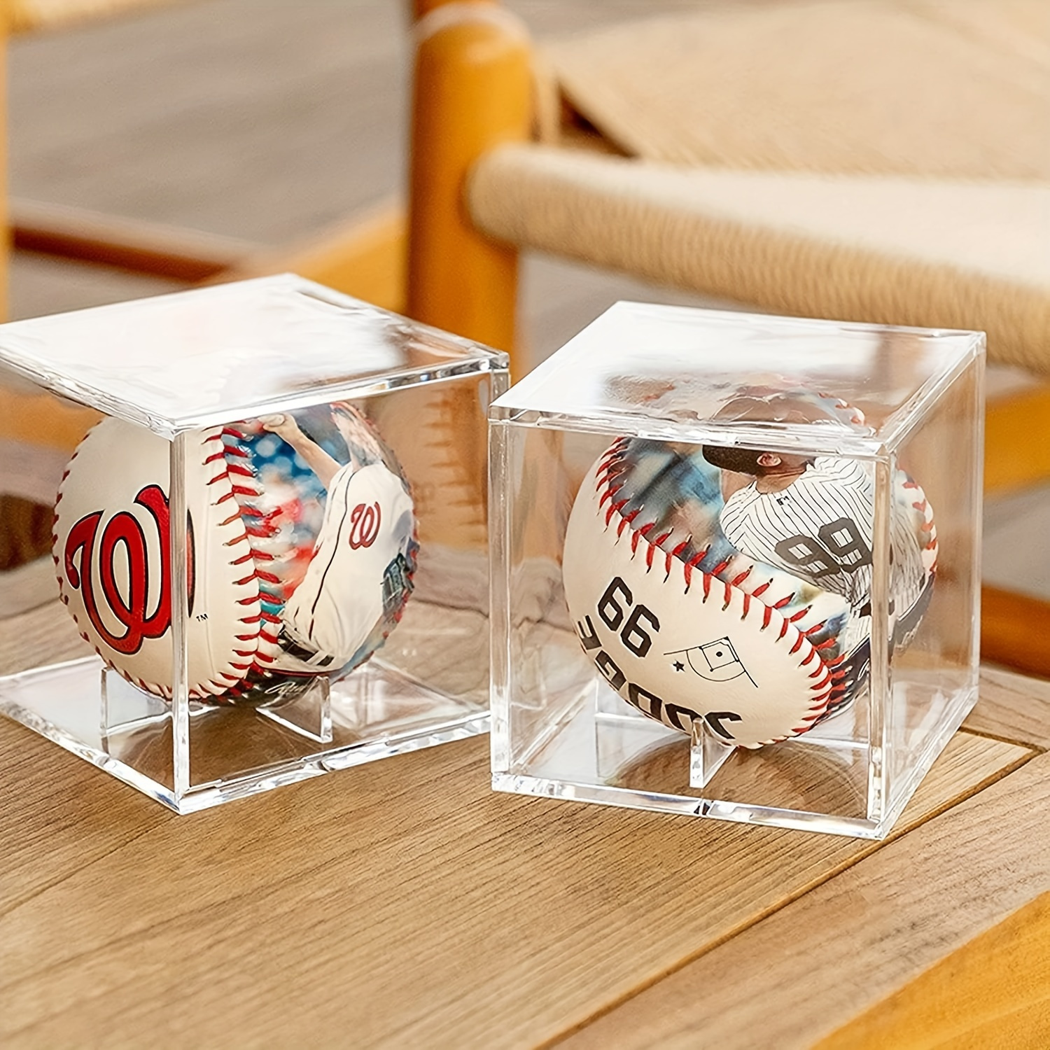Baseball Display Box UV Resistant Acrylic Cube Baseball Holder