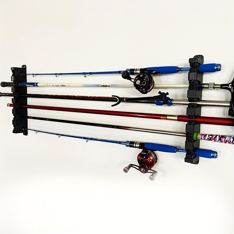 MyGift Wall Mounted Fishing Rod Rack, Torched Wood Vertical Fishing Pole  Holder Adjustable Storage Rack Holds 6 Rods
