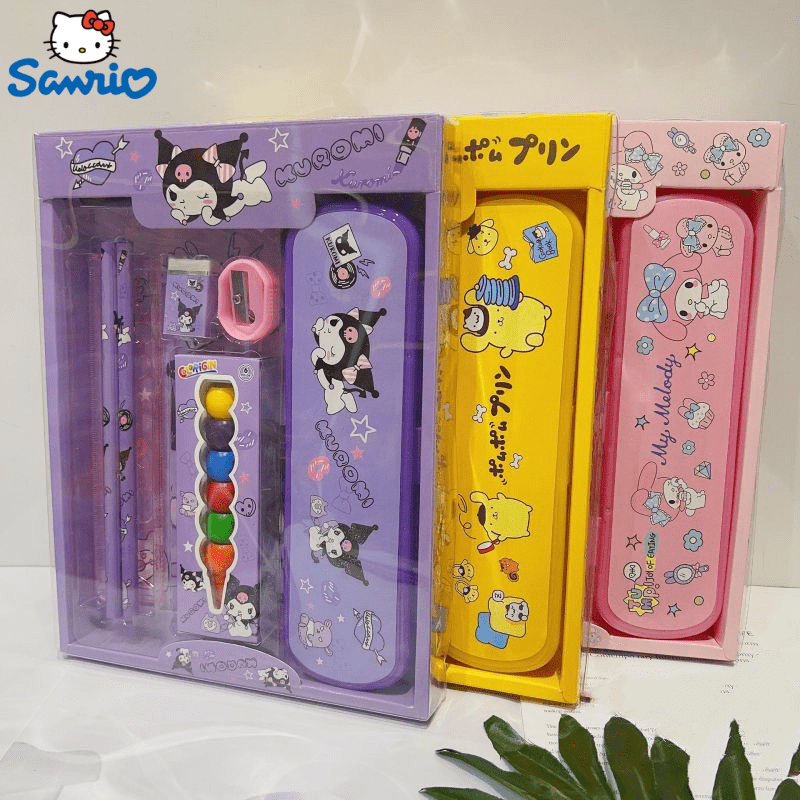 Cartoon Kuromi Melody Sanrio Children Stationery Set Pencil Eraser Ruler  Gift Prizes Primary School Supplies Student Stationery - AliExpress
