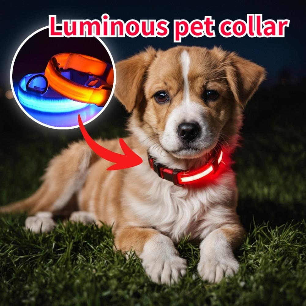  VEEVIIY Luces de perro para caminar por la noche, 4 modos de luz  para collar de perro con clip de luz LED que cambia de color, luz nocturna  impermeable para perro