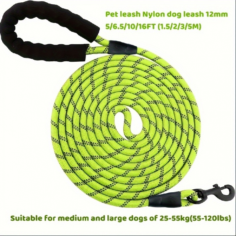 

Pet Traction Rope Dog Nylon Leash Bold And Lengthened Reflective Round Rope Pet Leash, Medium And Large Dogs Leash