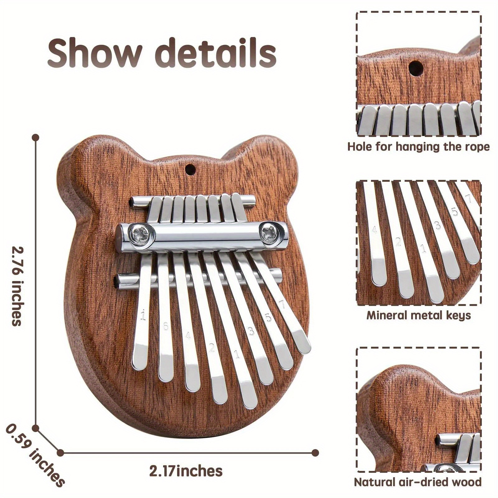 Mini 8-Key Kalimba Thumb Piano Gifts for Beginners Music Lovers Players, Cute Instrument Pendant Keychain Accessories
