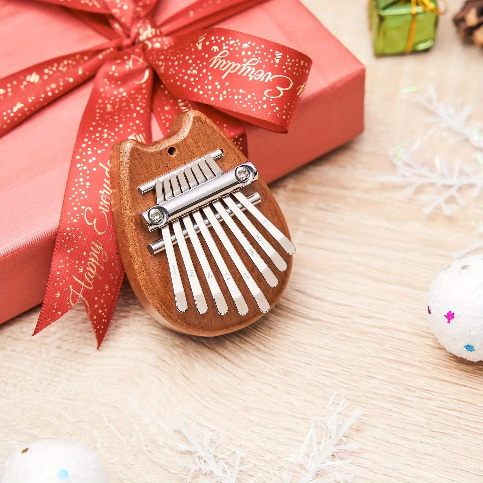 Mini 8-Key Kalimba Thumb Piano Gifts for Beginners Music Lovers Players, Cute Instrument Pendant Keychain Accessories