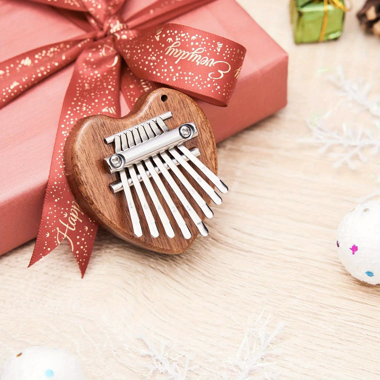Mini 8-Key Kalimba Thumb Piano Gifts for Beginners Music Lovers Players, Cute Instrument Pendant Keychain Accessories