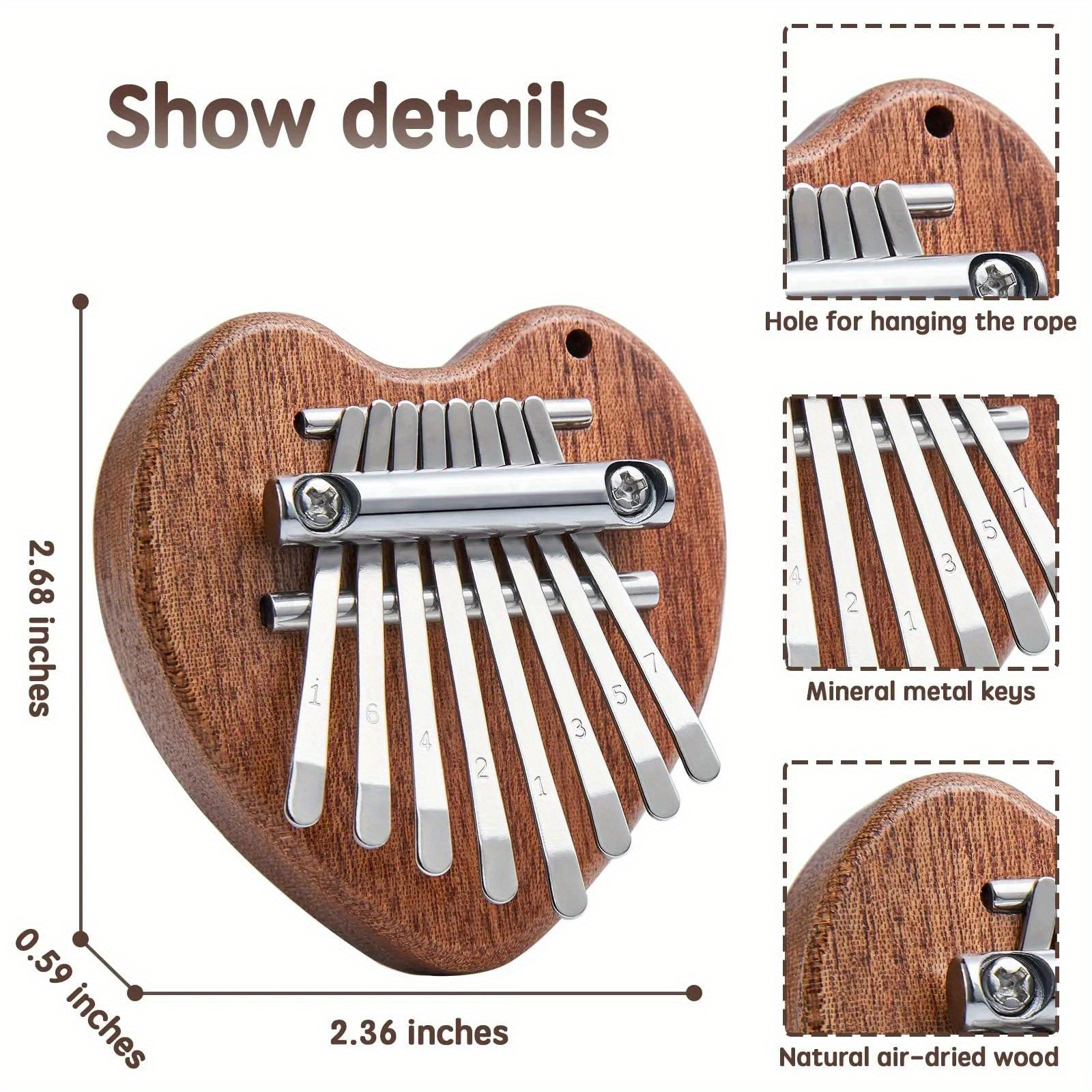 Mini 8-Key Kalimba Thumb Piano Gifts for Beginners Music Lovers Players, Cute Instrument Pendant Keychain Accessories