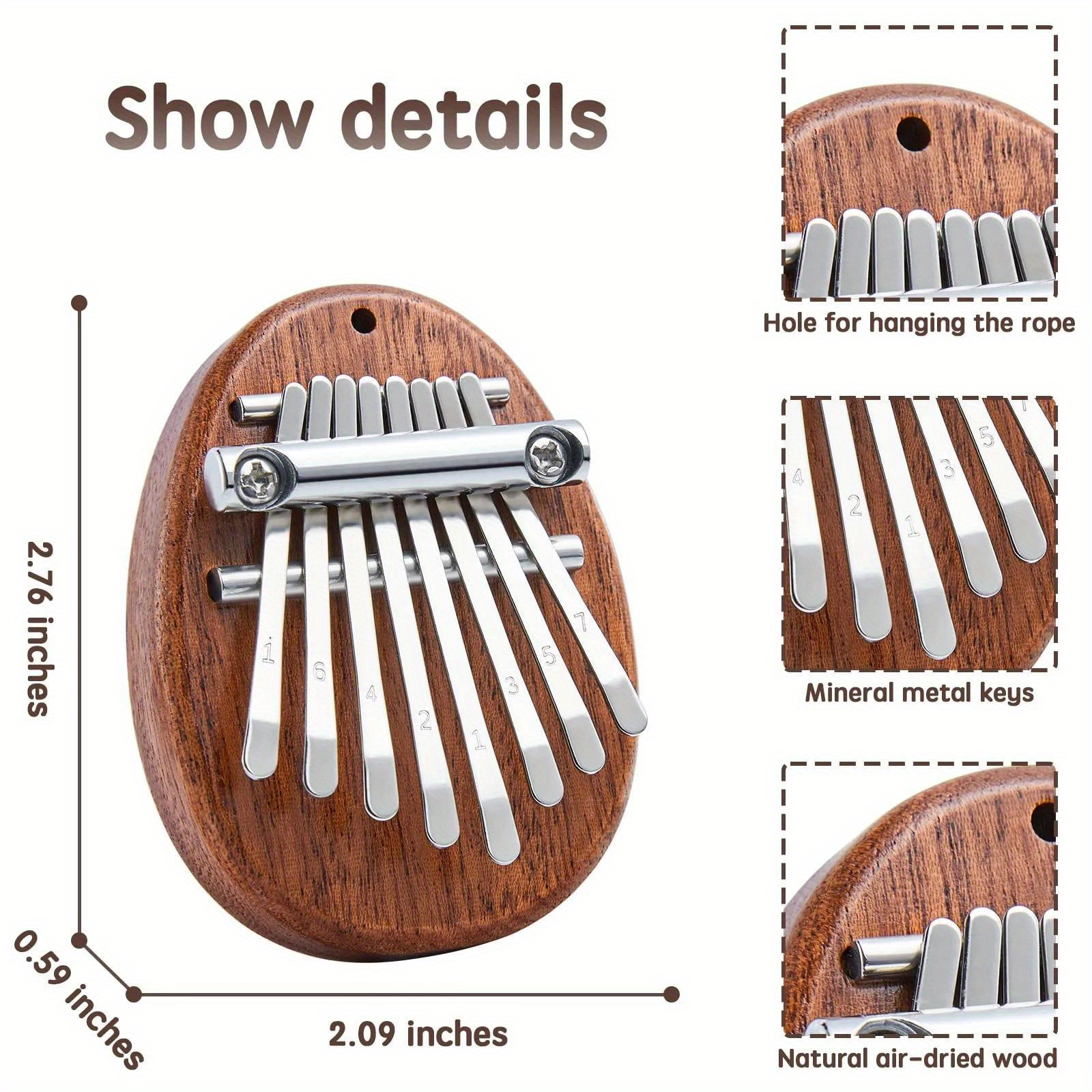 Mini 8-Key Kalimba Thumb Piano Gifts for Beginners Music Lovers Players, Cute Instrument Pendant Keychain Accessories
