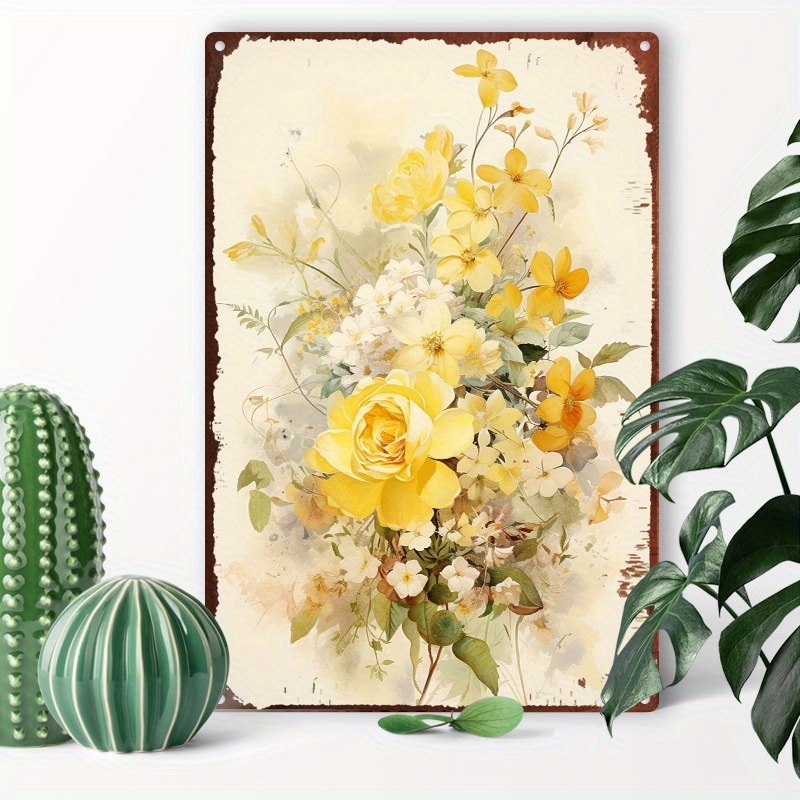 

1pc 8x12inch (20x30cm) Aluminum Sign Metal Tin Sign Fresh Flower For Home Bedroom Wall Decor