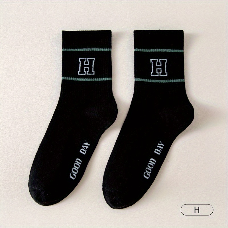 3 Pairs Men's Striped Crew Socks Breathable Comfy Casual Unisex Socks