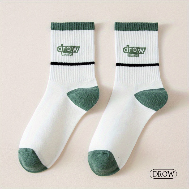3 Pairs Men's Striped Crew Socks Breathable Comfy Casual Unisex Socks