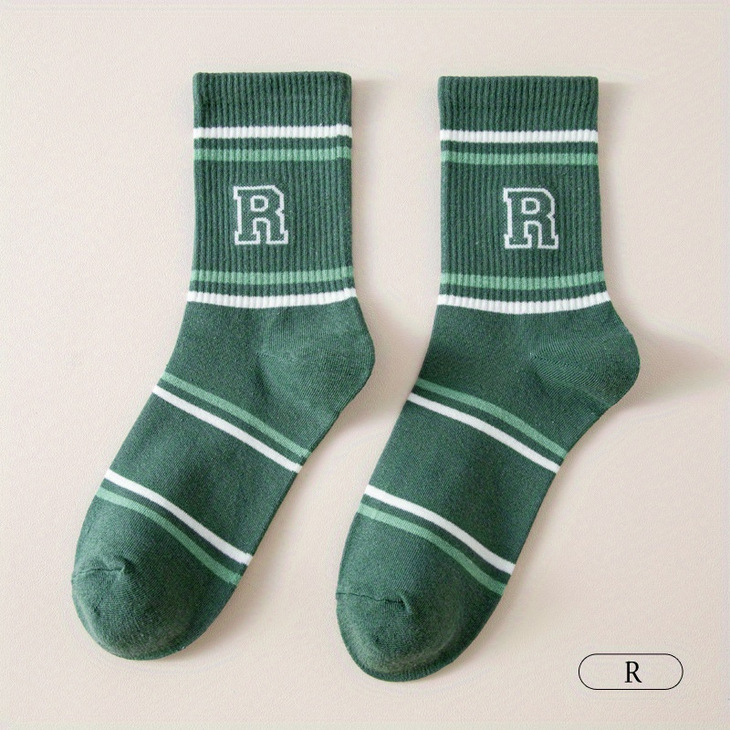 3 Pairs Men's Striped Crew Socks Breathable Comfy Casual Unisex Socks