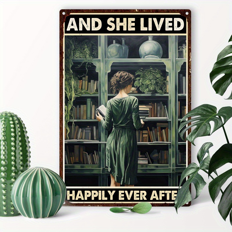 

1pc 8x12inch (20x30cm) Aluminum Sign Tin Sign And She Lived Happily Ever After For Bathroom Aluminum Metal Sign Toilet Home Bedroom Wall Decor Gifts