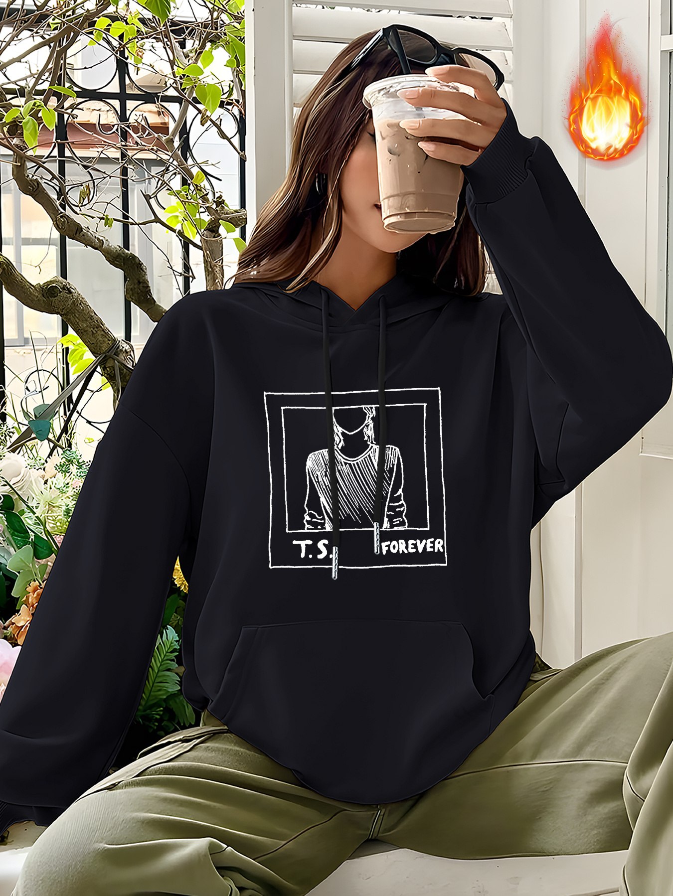 Sudadera con capucha para mujer, casual, con estampado de letras, con  cordón, para dormir