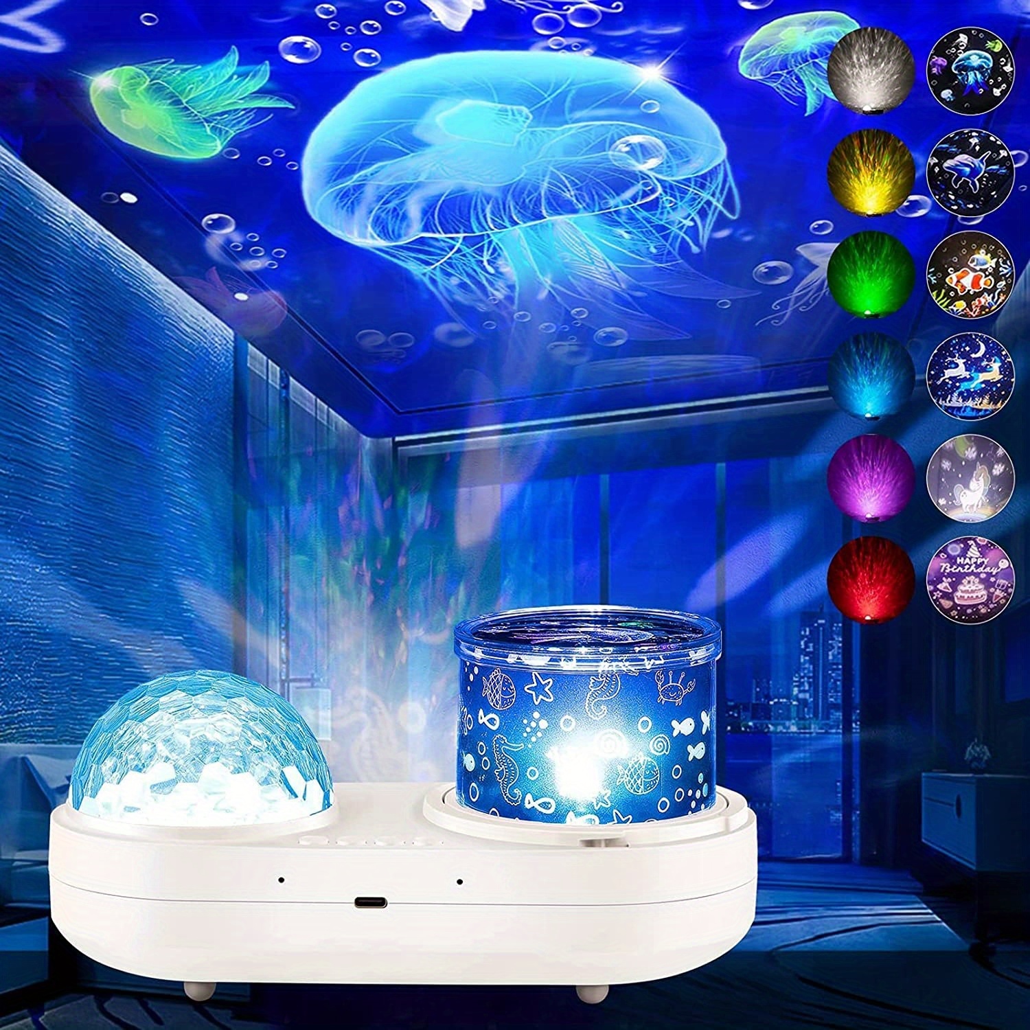 Star Projector,Galaxy Projector,Ocean Wave Projector, Water Light  Projector,Night Light,Colorful Ocean Rotary 3D Music Night Lamp For Gaming  Room,Home