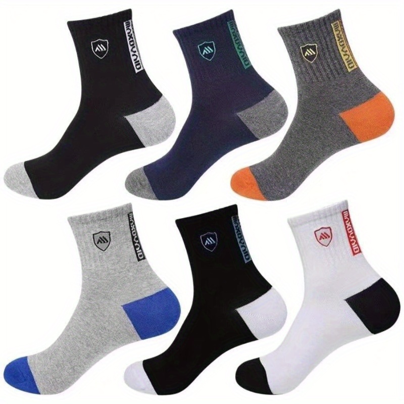 

5 Pairs Of Men's Mid Crew Sport Socks, Sweat-absorbing Comfy Breathable Socks For Men's Basketball Training, Running Outdoor Activities